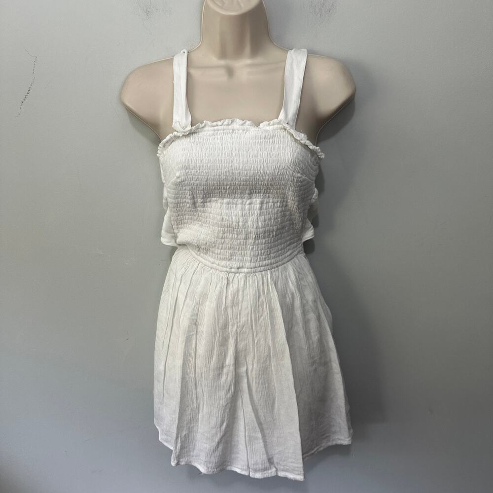 Hollister Romper Womens XS White Gauzy Tie Back Dainty Coquette Soft Girl Summer